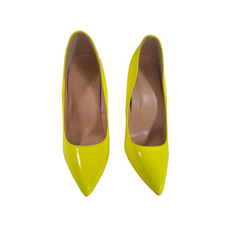 Women's Neon Yellow Patent Pointed Toe Stiletto High Heel Pumps Size 7